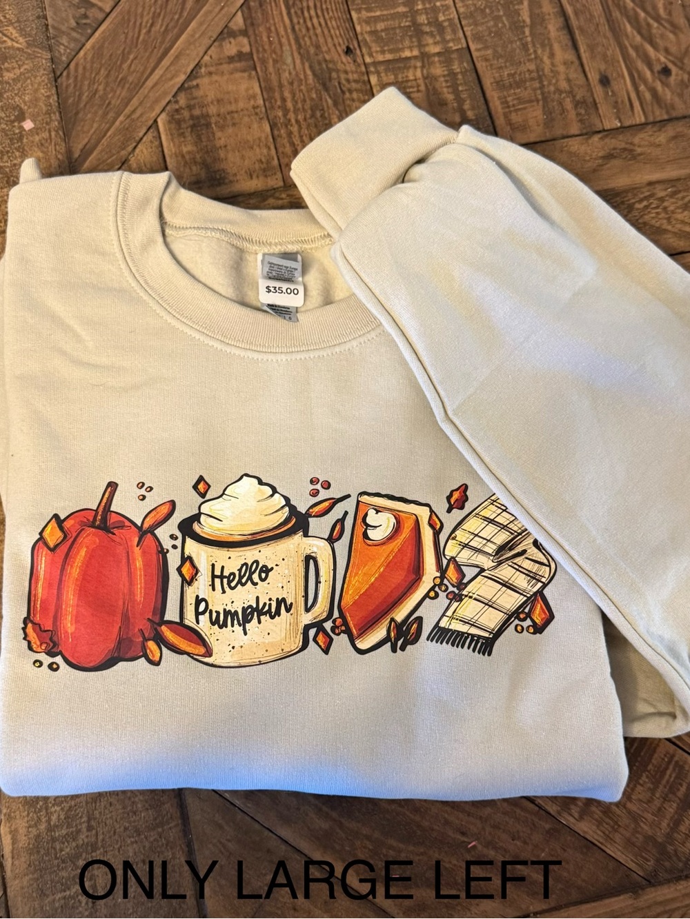 Hello Pumpkin Graphic Crewneck Sweatshirt - Cream